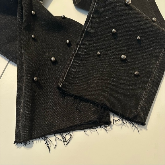 Driftwood Jackie Black Pearl Studded Raw Hem Jeans - Size 29 - Picture 7 of 14